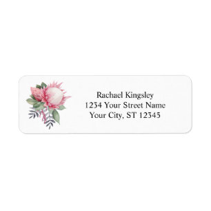 King Protea Waterverf Botanische bruiloft Etiket