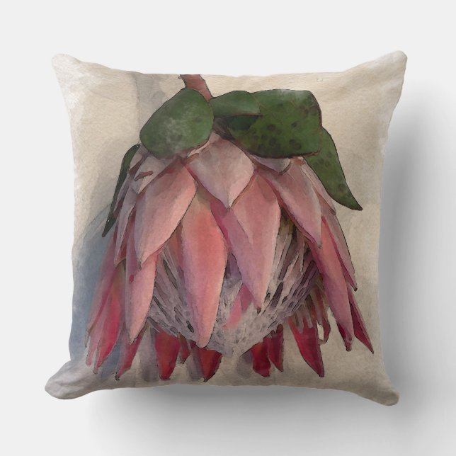 King Protea Waterverf Pillow Kussen (Voorkant)