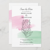 King Protea Waterverf Wedding Save the Date (Voorkant / Achterkant)