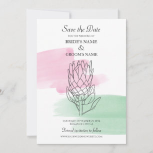 King Protea Waterverf Wedding Save the Date