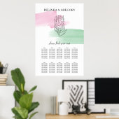 King Protea Waterverf Wedding Seating Chart Poster (Thuiskantoor)