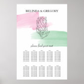 King Protea Waterverf Wedding Seating Chart Poster (Voorkant)