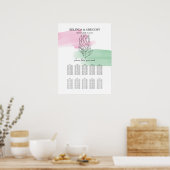 King Protea Waterverf Wedding Seating Chart Poster (Keuken)