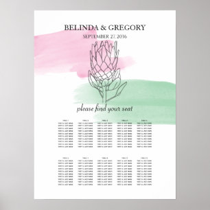 King Protea Waterverf Wedding Seating Chart Poster