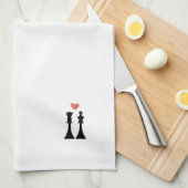 King & Queen Chess Love Theedoek (Quarter Fold)