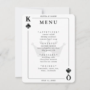 King & Queen of Clubs Jouer Carte Mariage Menu