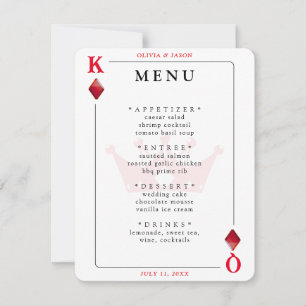King & Queen of Diamonds Jouer Carte Mariage Menu