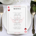 King & Queen of Hearts Jeu Carte Mariage Menu<br><div class="desc">Roi et reine des coeurs jouant carte mariage menu réception. Personnalisez-le avec les détails de votre événement. Idéal pour une fête à thème Las Vegas / poker.</div>