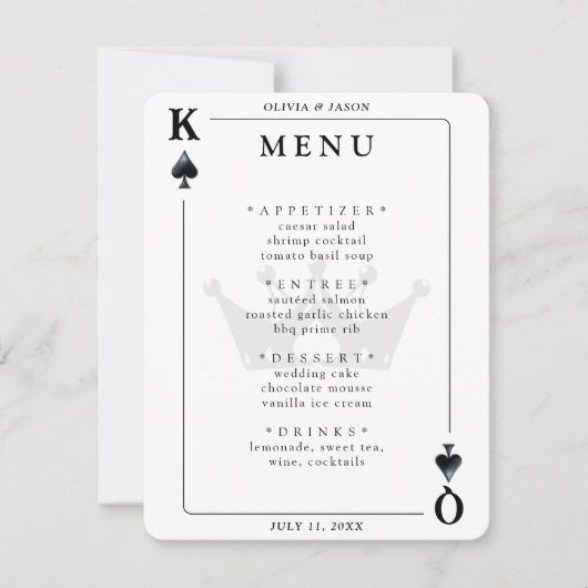 King & Queen of Spades Jouer Carte Mariage du menu (Devant)