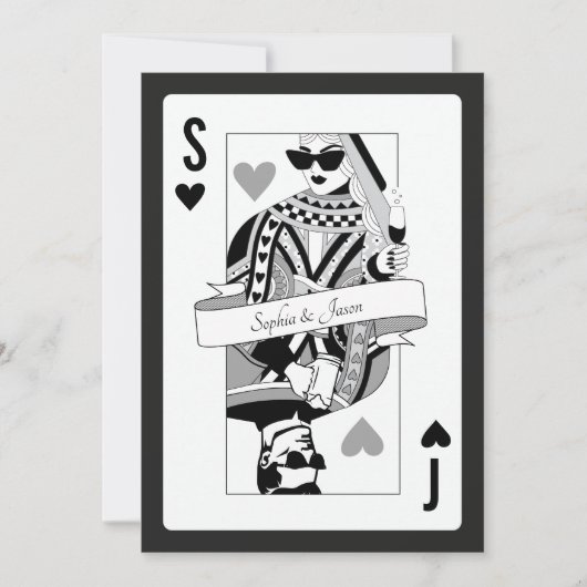 King Queen Playing Card Invitation (Devant)