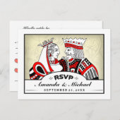 King & Queen Speelkaarten RSVP Matching Briefkaart (Voorkant / Achterkant)