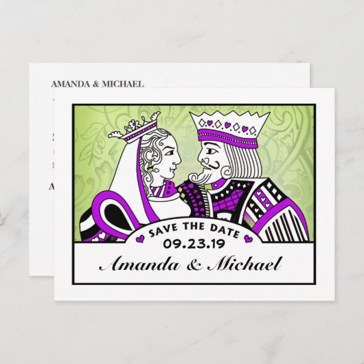 King & Queen Speelkaarten Save the Date Briefkaart (Voorkant / Achterkant)