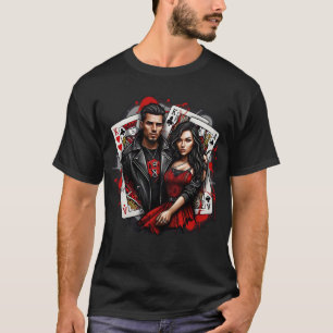 King & Queen Street Art T-shirt vet rood en zwart