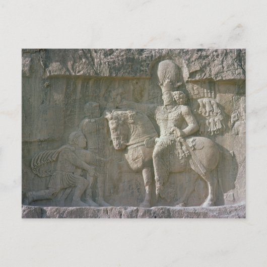 King Shapur I en Valerian Sassanian Briefkaart (Voorkant)