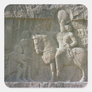 King Shapur I en Valerian Sassanian Vierkante Sticker