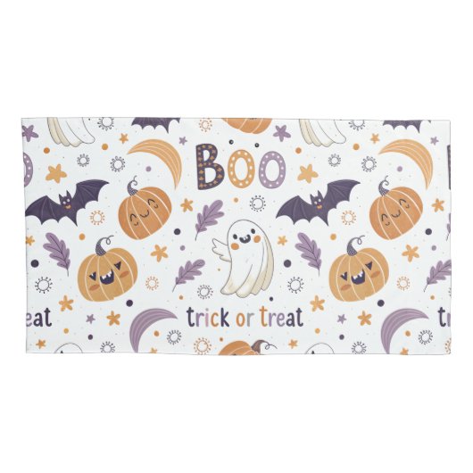 King Size Pillowcase with Cozy Ghosts & Pumpkins Kussensloop (Achterkant-Rechts)