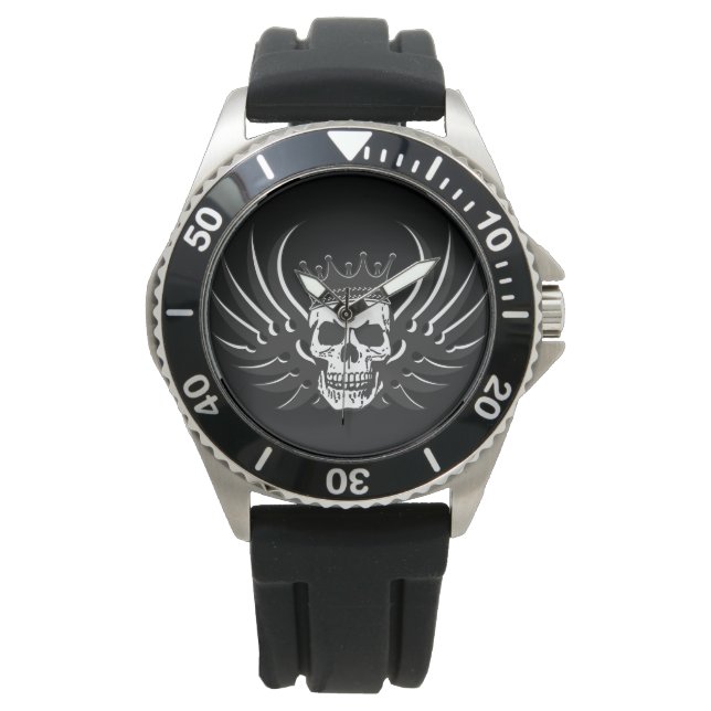 King Skull met Wings Horloge (Voorkant)