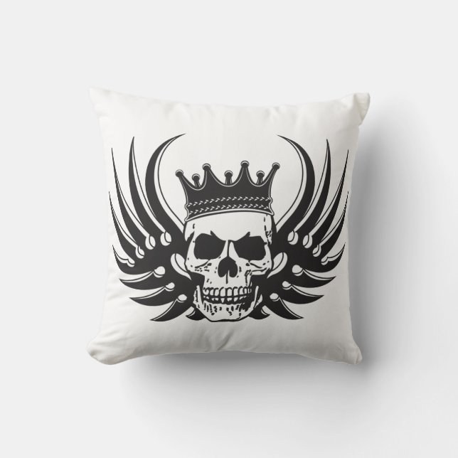 King Skull met Wings Kussen (Voorkant)