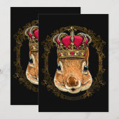 King Squirrel Wearing CrownQueen Squirrel Animal 3 Kaart (Voorkant / Achterkant)