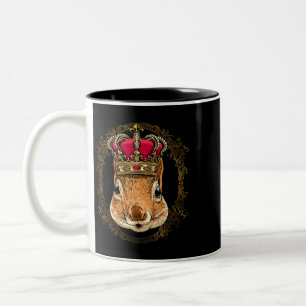 King Squirrel Wearing CrownQueen Squirrel Animal 3 Tweekleurige Koffiemok