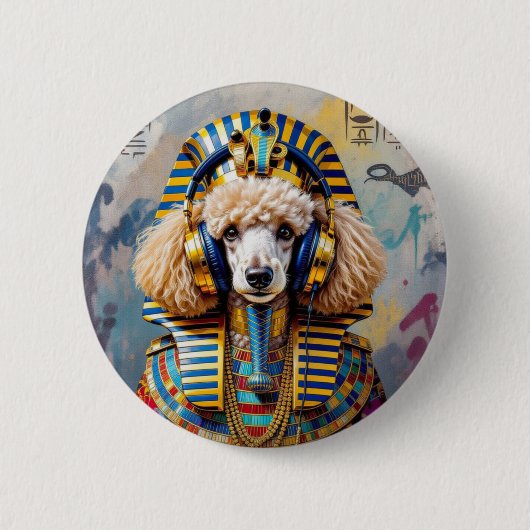 KING TUT-FRENCH POODLE RONDE BUTTON 5,7 CM (Voorkant)