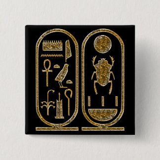 King Tut Hieroglyphics Vierkante Button 5,1 Cm