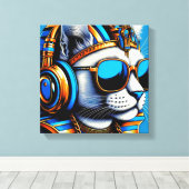 KING TUT PERSIAN CAT COOL 2 CANVAS AFDRUK (Insitu (Houten vloer))