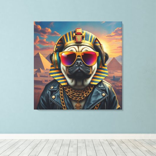 KING TUT PUG COOL 7 CANVAS AFDRUK (Insitu (Houten vloer))