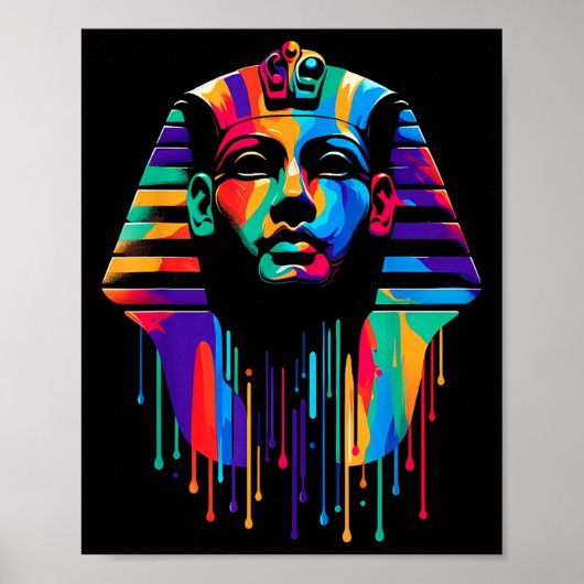 King Tut. Tutankhamun Minimalist Vibrant Style Chr Poster (Voorkant)