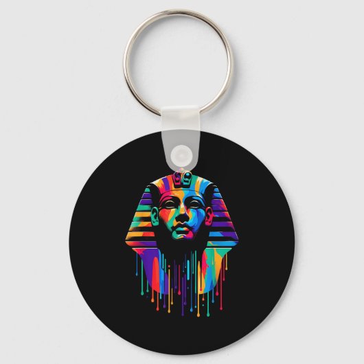 King Tut. Tutankhamun Minimalist Vibrant Style Chr Sleutelhanger (Voorkant)