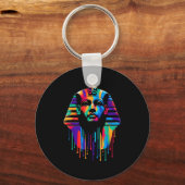 King Tut. Tutankhamun Minimalist Vibrant Style Chr Sleutelhanger (Voorkant)