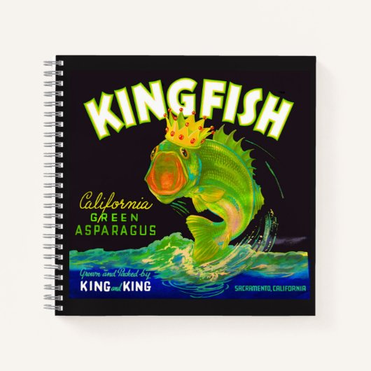 Kingfish aspergetiket van 1930 notitieboek (Voorkant)