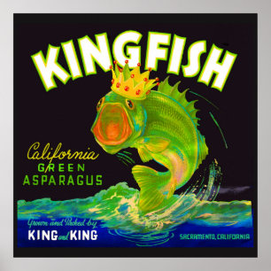 Kingfish aspergetiket van 1930 poster