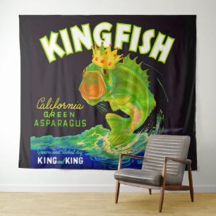 Kingfish aspergetiket van 1930 wandkleed