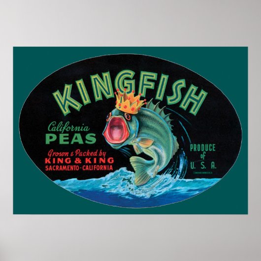 Kingfish Peas Crate Label Poster (Voorkant)