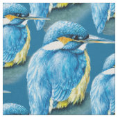 Kingfisher aquarelle oiseau art tissu bleu (Fermer)