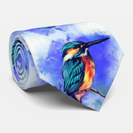 Kingfisher Bird Cravate bleu (Roulé)