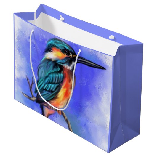 Kingfisher Bird Gift Bag Groot Cadeauzakje (Voorkant Gekanteld)