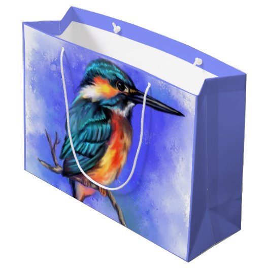 Kingfisher Bird Gift Bag Groot Cadeauzakje (Achterkant Gekanteld)
