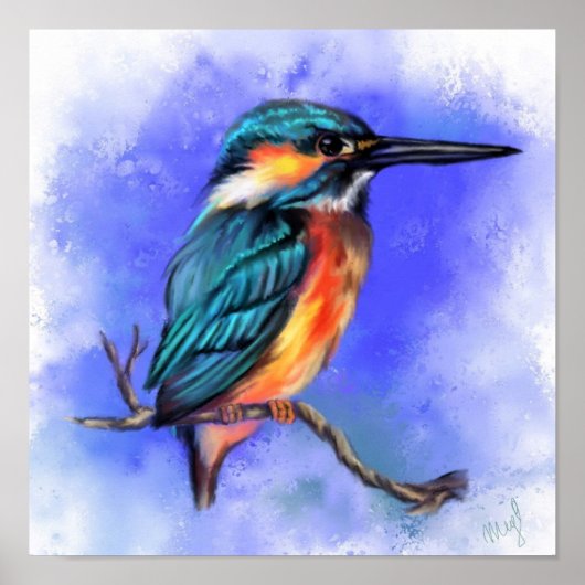 Kingfisher Bird Poster - Schilderen (Voorkant)