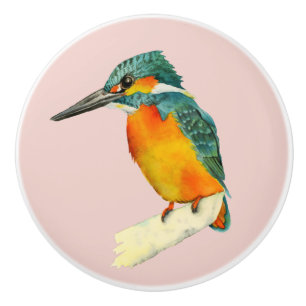 Kingfisher Bird Waterverf Painting Keramische Knop