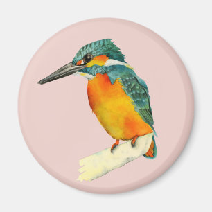 Kingfisher Bird Waterverf Painting Magneet