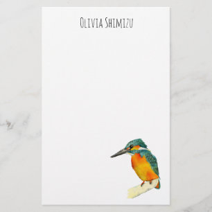 Kingfisher Bird Waterverf Schilderen met naam Briefpapier