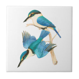 Kingfisher Birds Waterverf White Tegeltje