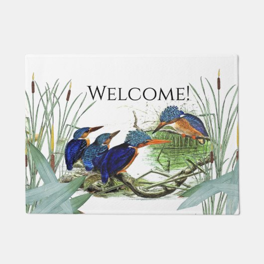Kingfisher Birds Wildlife Pond Animal Welkomstmat Deurmat (Voorkant)