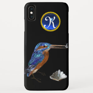 KINGFISHER BLUE GEMSTONE MONOGRAM Black iPhone XS Max Hoesje