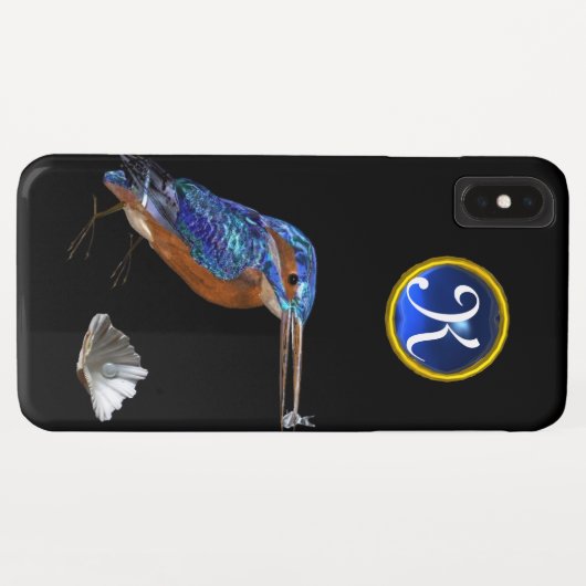 KINGFISHER BLUE GEMSTONE MONOGRAM Black Case-Mate iPhone Case (Achterkant (horizontaal))