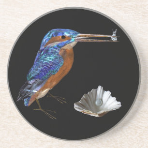 KINGFISHER, Blue Sapphire, Black Zandsteen Onderzetter
