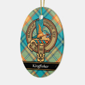 Kingfisher Crest over Tartan Keramisch Ornament (Links)