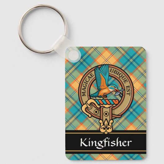 Kingfisher Crest over Tartan Sleutelhanger (Voorkant)